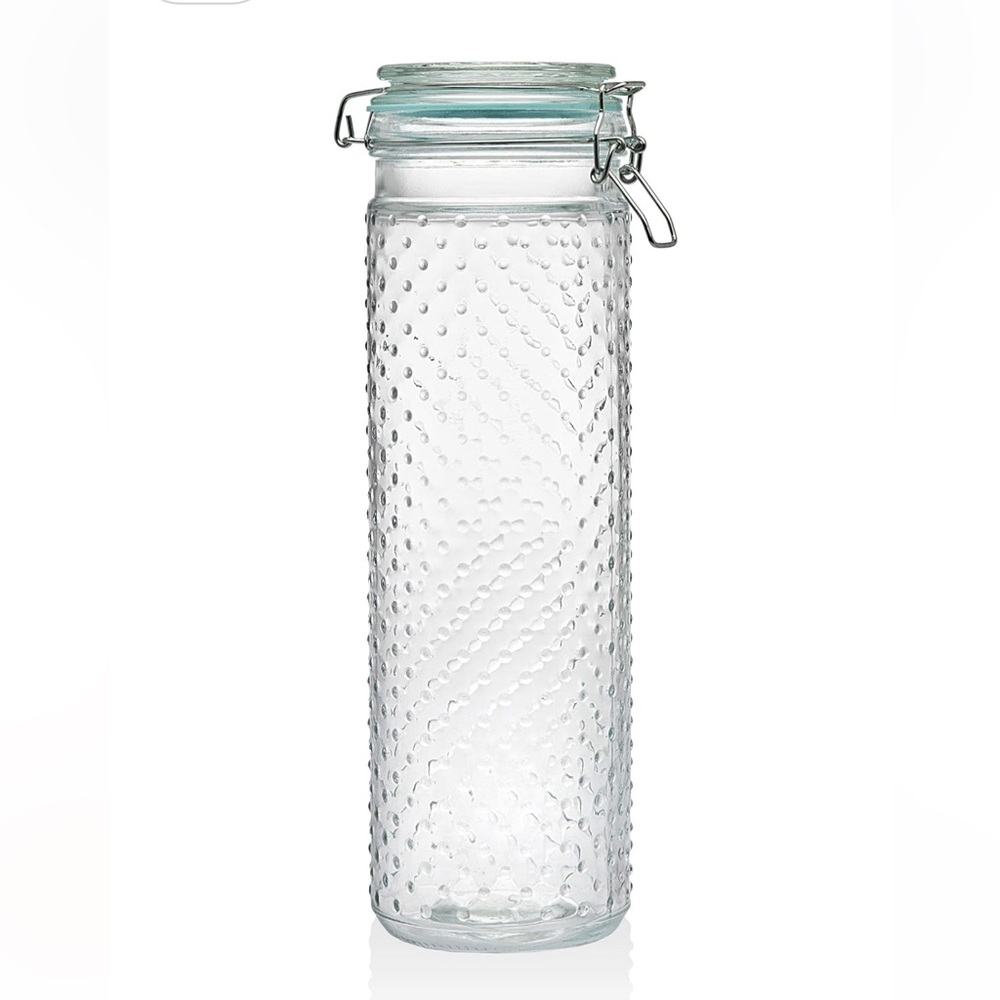 Large Tall Glass Hobnail Canister Hermetic Jar
